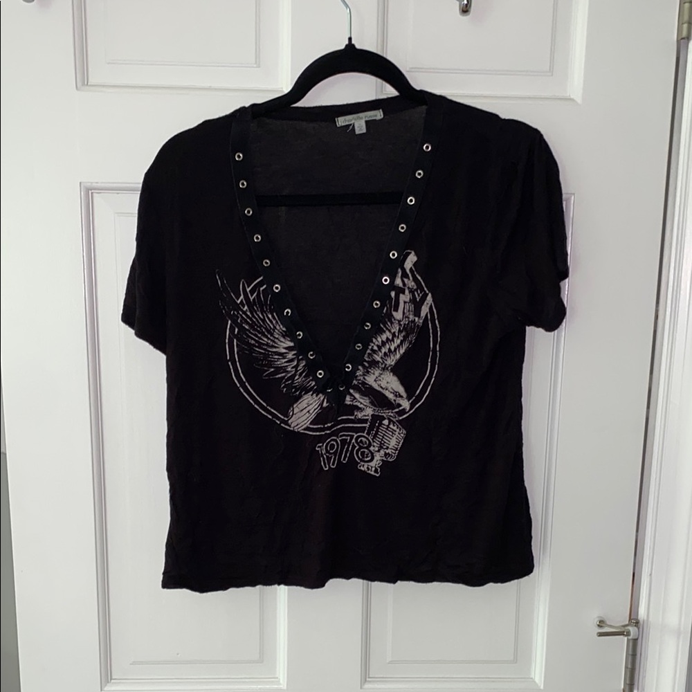Charlotte Russe Black Silver Embellished Crop Blouse